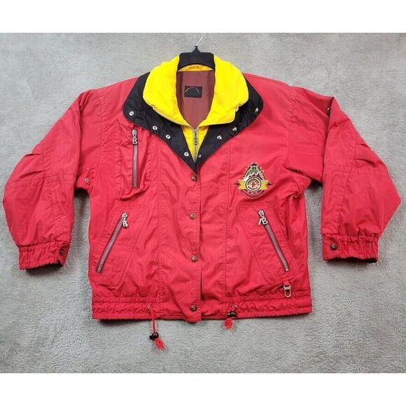 Vintage‎ Bogner Canadian Wilds Winter Jacket Hooded Red Heavy Warm Ski Coat - Picture 1 of 16